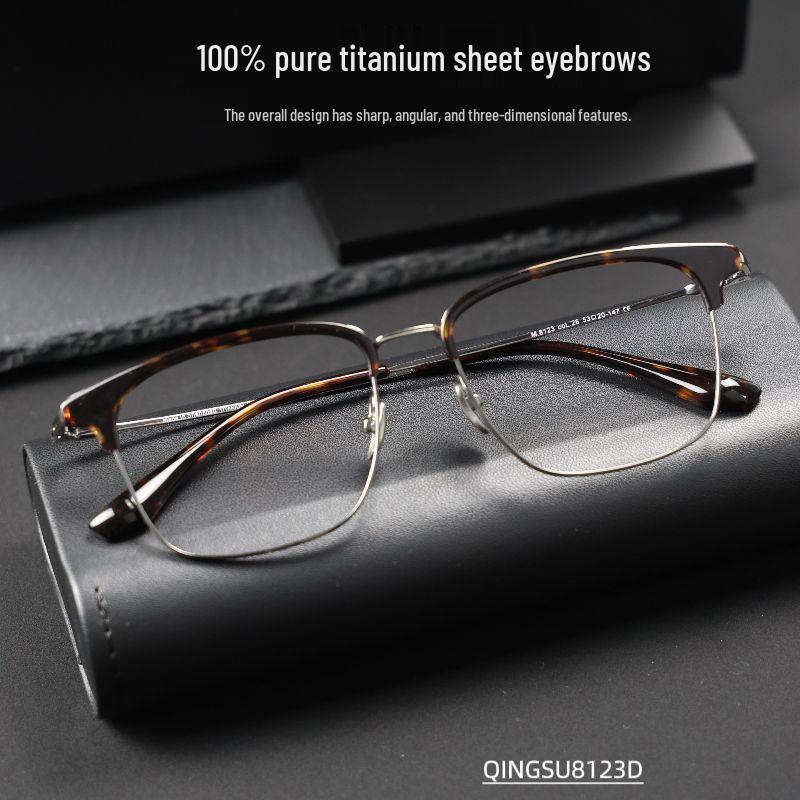 Ultra-Light Frameless Pure Titanium Eyebrow Glasses - Large Frame, Durable & Comfortable