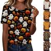Women's Casual Loose Fit Halloween Print T-Shirt Short Sleeve Crew Neck Top Comfortable Lightweight Fabric All Over Graphic Design