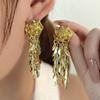 Retro Gold Rose Fringed Earrings Cold Wind Temperament Fashion Versatile Earrings