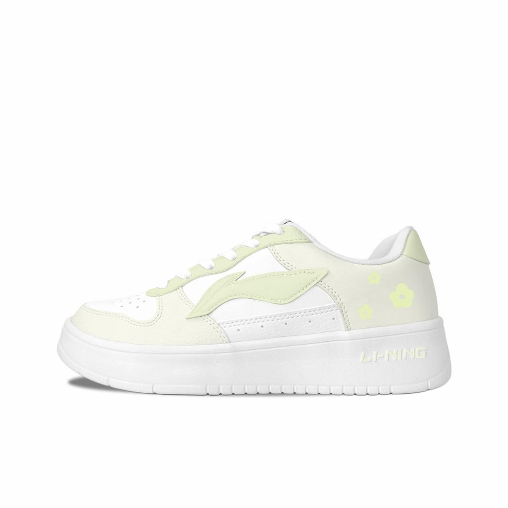 Li Ning Floating Boat Lime Milk Puff, Moon's Beginning Synthetic Leather Low top Skateboard Shoes Unisex AGCS420-6(Team2095-)