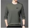 Men's Long Sleeve Round Neck Sweatshirt - Thick Velvet, Warm Base Layer for Autumn/Winter Fashion