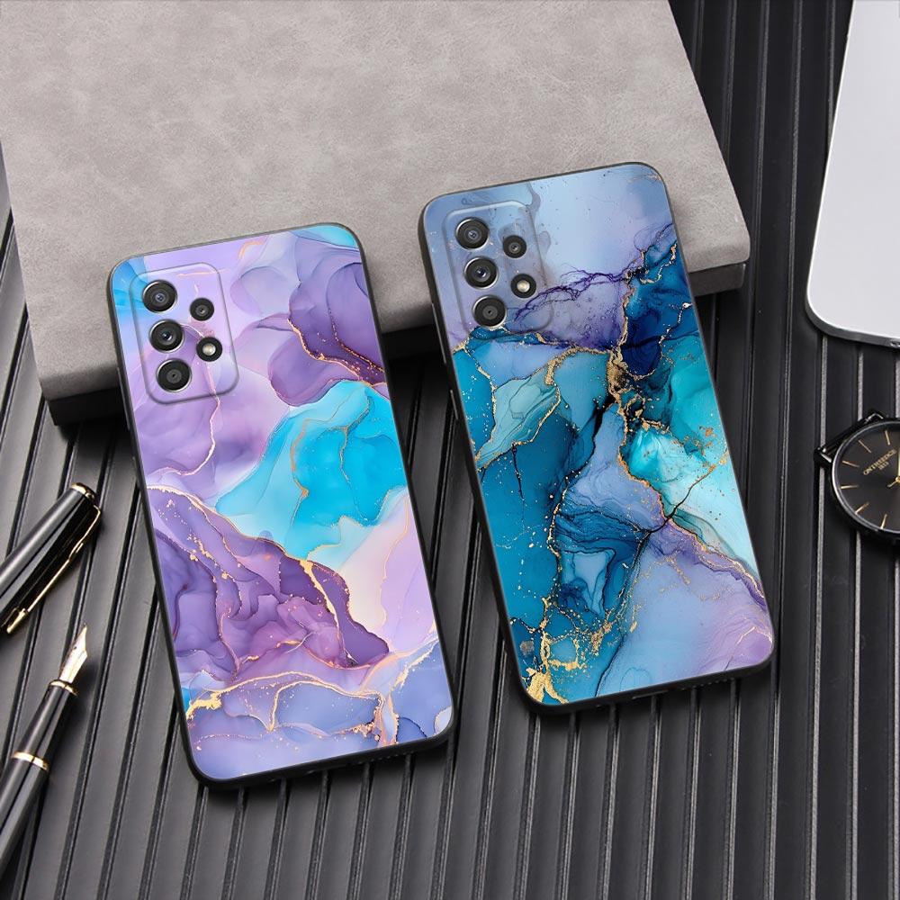 Watercolor Abstract Marble Pattern Phone Case For Samsung Galaxy A57 A56 A37 A55 A36 A26 A54 A52 A35 A34 A17 A16 A15 A07 Cover