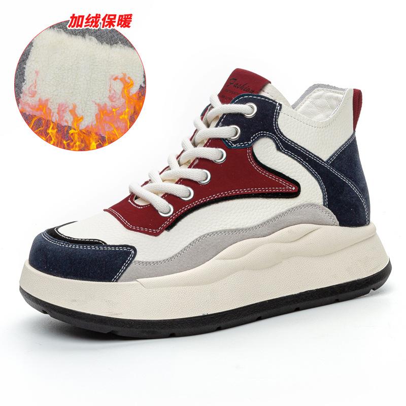 

999110 leather high-top shoes new versatile spring and autumn platform sports casual black retro shoes 41