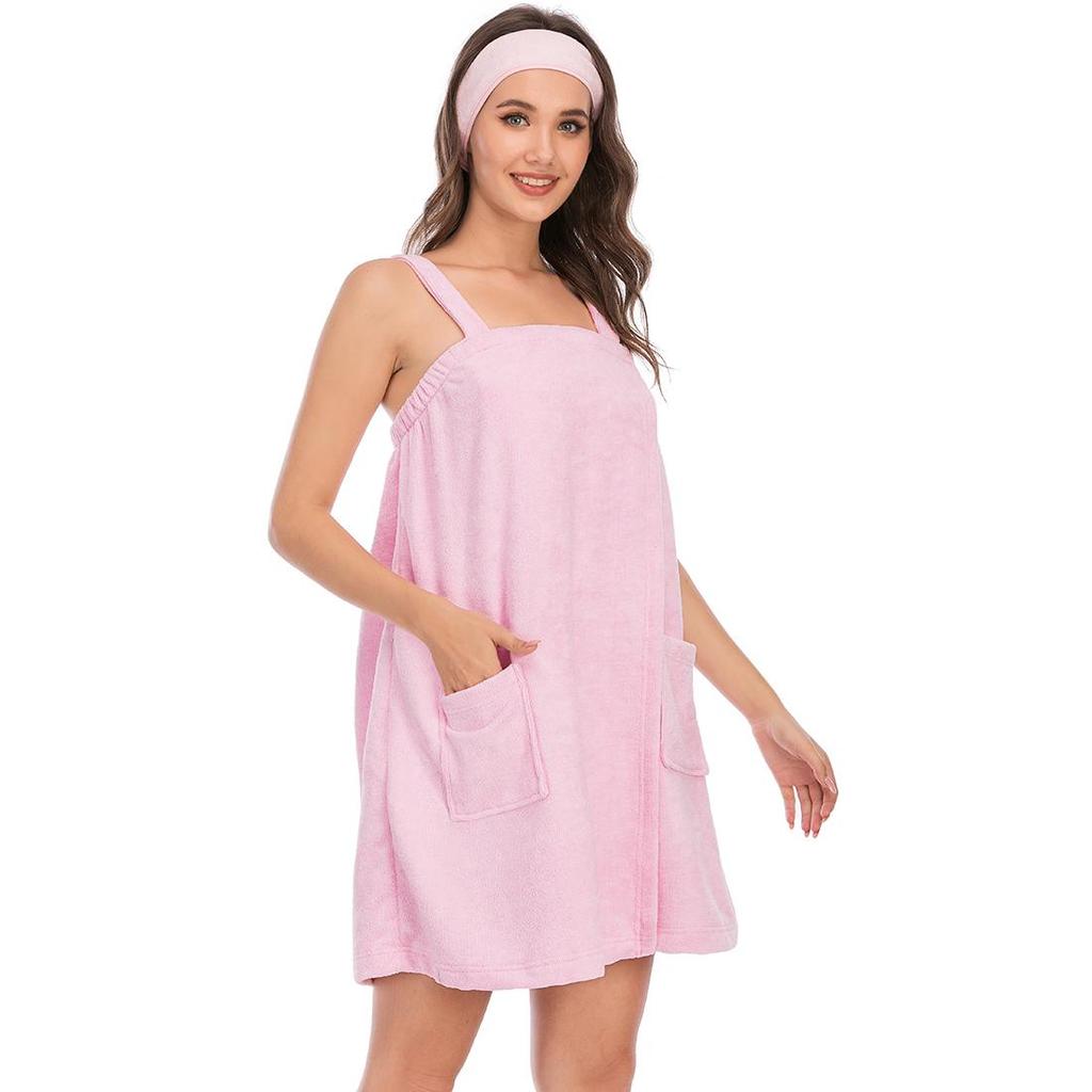 Parlak Geyik Kadın Terry Spa Banyo Sarma Havlusu Robe Askılı Hızlı Kuru Havlu Kumaş Velcro Elastik Duş Bornoz Kafa Bandı ile Yumuşak Spor Salonu Havuz Örtüsü