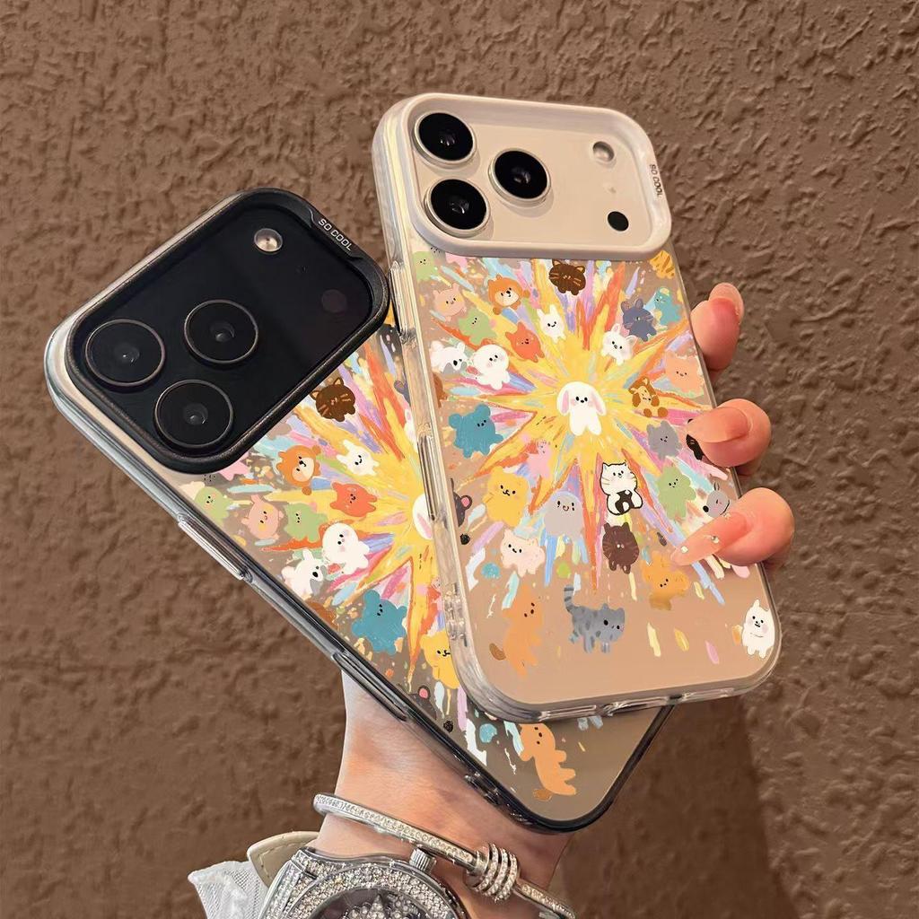Cartoon Pet Silver Fireworks Phone Case for Apple 17/16/15 Pro & 14 Pro Max Models