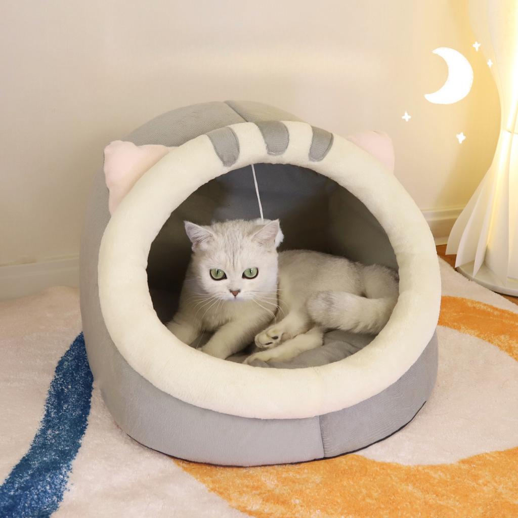 Haustierstreu Katzenstreu Winter warm Hundehütte vier Jahreszeiten universell Katzenhaus halbgeschlossen Katzenbett Haus warm