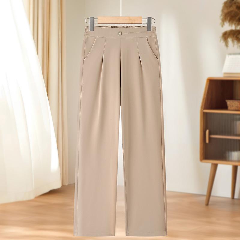 

Stylish Ice Silk High Waisted Pants for 50-Year-Old Women - Loose, Elastic, Straight-Leg Summer Casual Wear XL