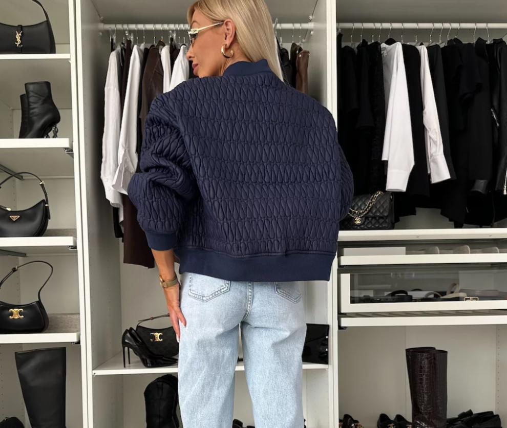 Women's 2024 Autumn/Winter Solid Color Embroidered Short Zip-up Jacket Cotton-padded Coat