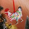 Funny Scarf Chicken Hanging Pendant Wooden Christmas Tree Pendant for 5pcs Xmas Tree
