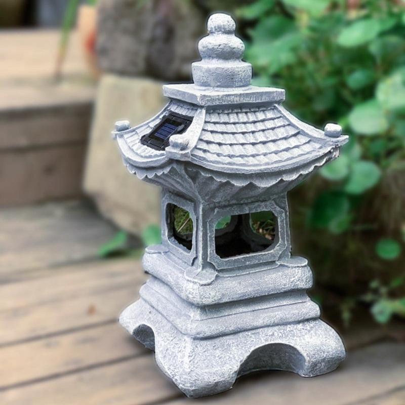 Decorative Solar for Palace Lamp Japanese Style Landscape Light Anti Deformed Garden Yard Resin Ornament Gift for Neighb
