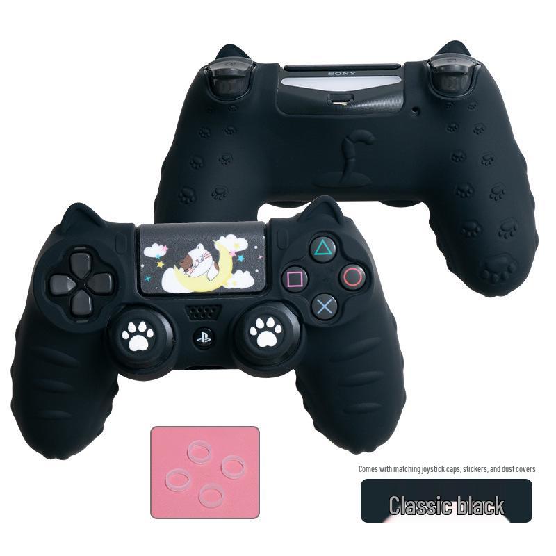 Cartoon Cute Silicone PS4 Controller Case with Joystick Caps, Stickers & Anti-Dust Ring