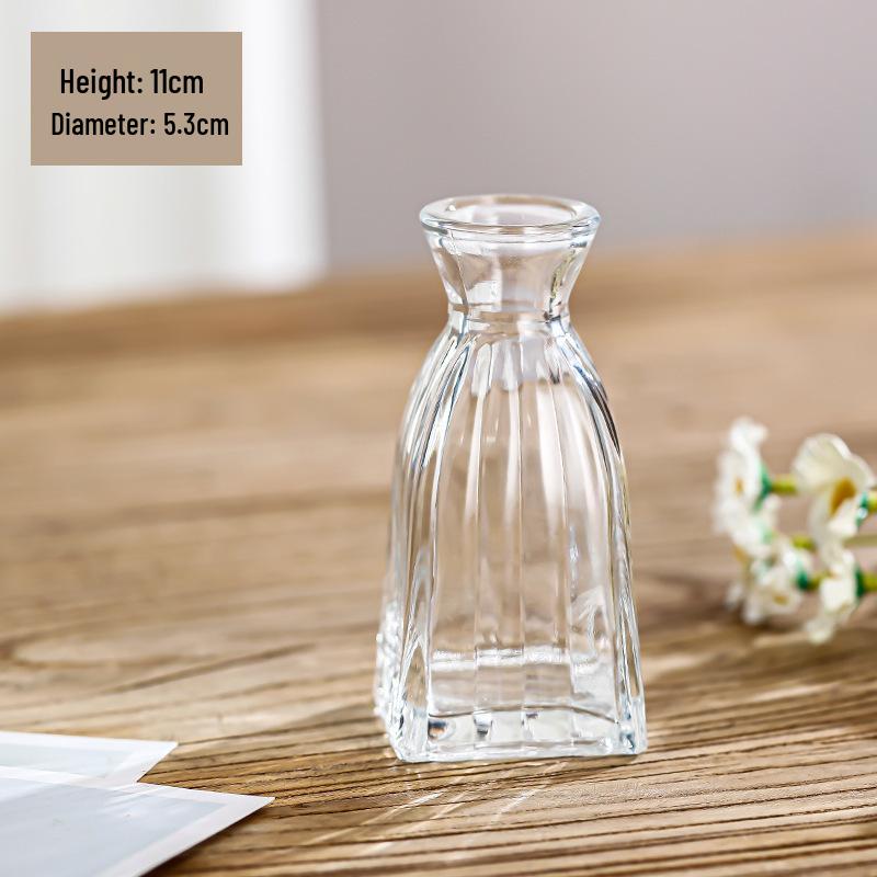 Retro Embossed Transparent Glass Vase: French-Inspired Luxury Home Decor for Living Room