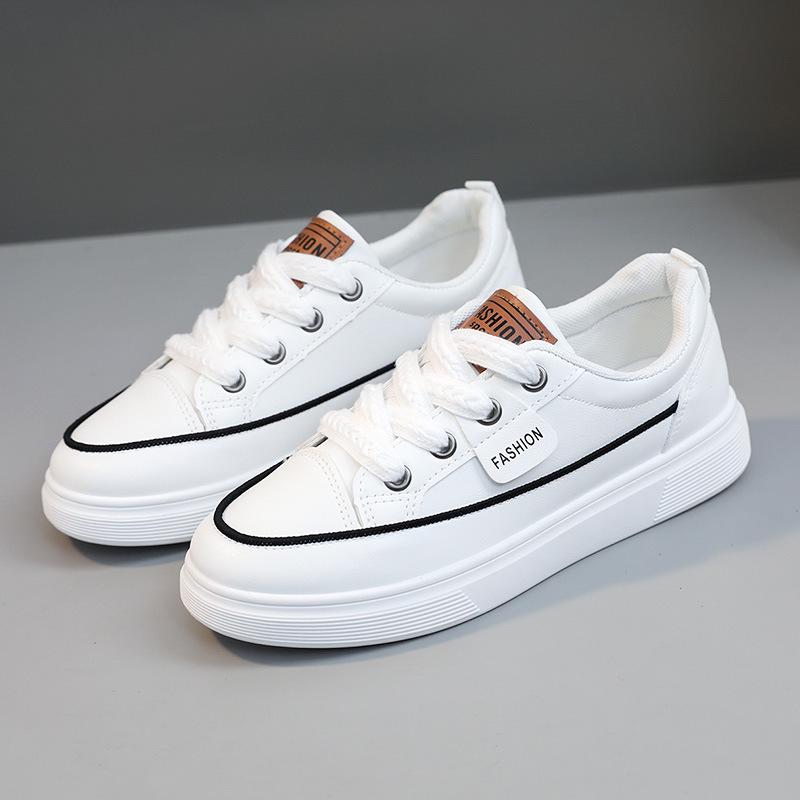 YQ30 Women's Casual White Sneakers, Summer 2023: Height-Boosting, Thin-Soled, Durable Leather, Versatile Design.