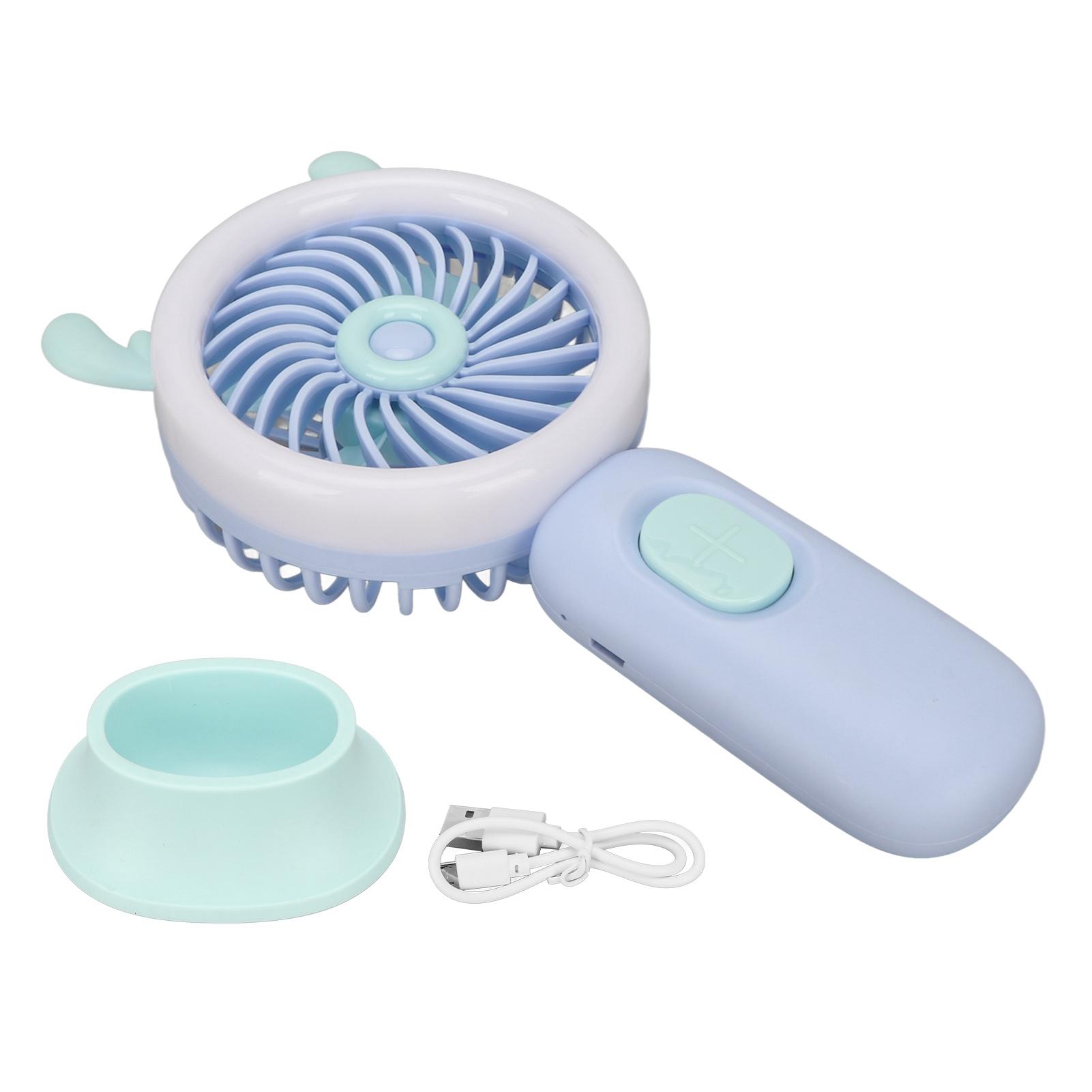 Portable Handheld Fan Deer   Shape Three Speeds USB Rechargble Desktop Small Fan with Ambient Light