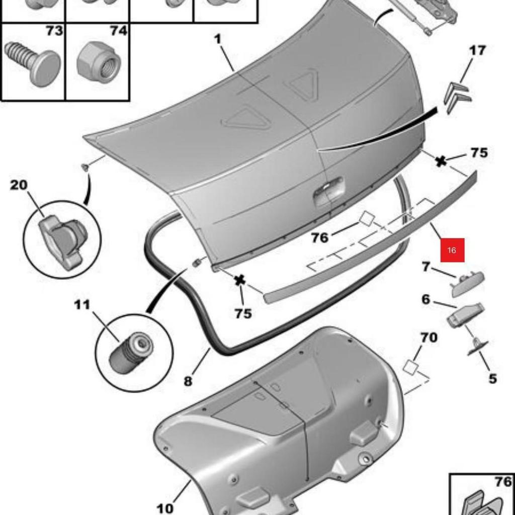 Dekoracyjna listwa klapy bagażnika tylnej Citroen C5 (8742N4)