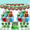 Decorações de Festa de Aniversário Minecraft Conjunto Feliz Aniversário com Balões e Banner