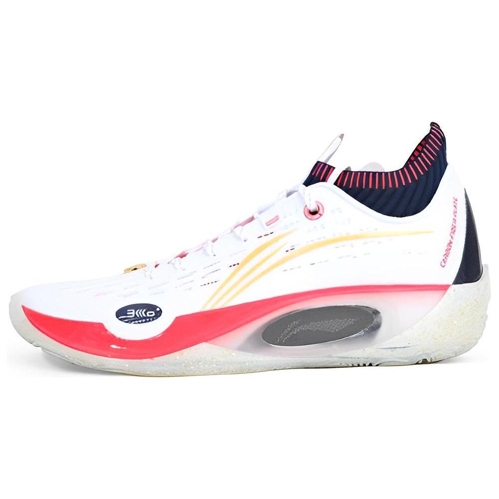 Li Ning Wade 808 Ultra Fabric Cushioning Slip Resistant Abrasion Resistant Low Top Basketball Shoes Men's White Red ABAS113-6