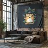 Trippy Cat Tapestry Psychedelic Wall Hanging Hippie Room Decor Aesthetic Fuzzy Wall Art Festival Home Decor Spiritual Gift Dorm