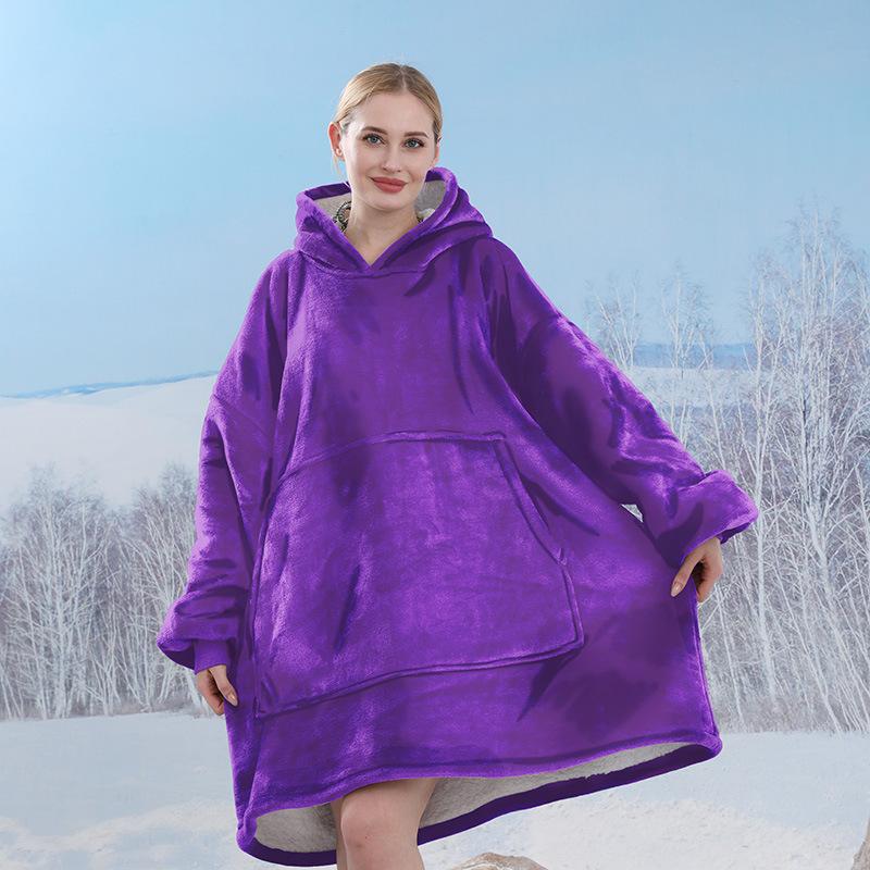 

Носимые толстовки с капюшоном 1 шт. фланелевое короткое большое портативное одеяло с капюшоном супер теплое флисовое набитое одеяло с капюшоном One size фиолетовый