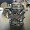 Creative V8 Engine Mug, Resin Stainless Steel Ornament, Car Lover Gift, Office Desk Decor, Unique Beer Cup
