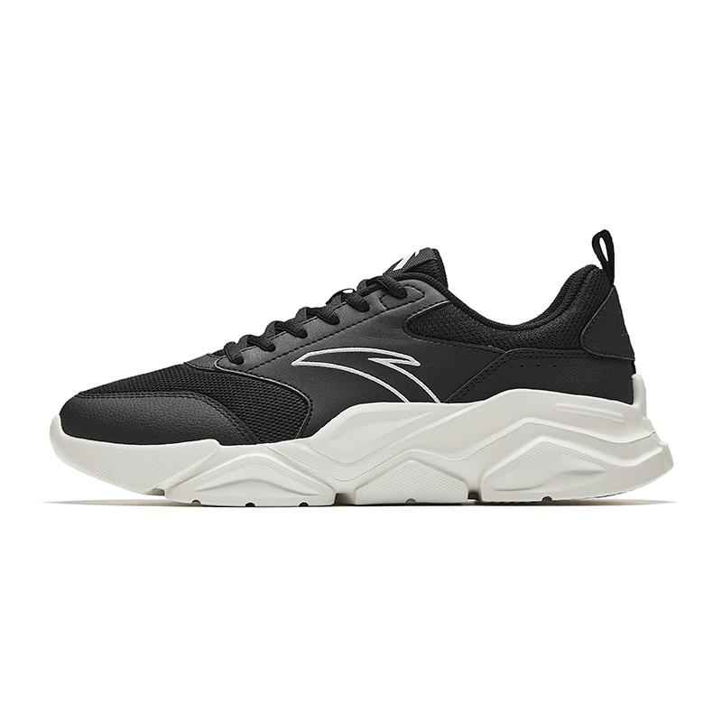 Anta Lifestyle Series Comfortable Durable Breathable Low-Top Casual Shoes Men sneaker Black White 912538828-1