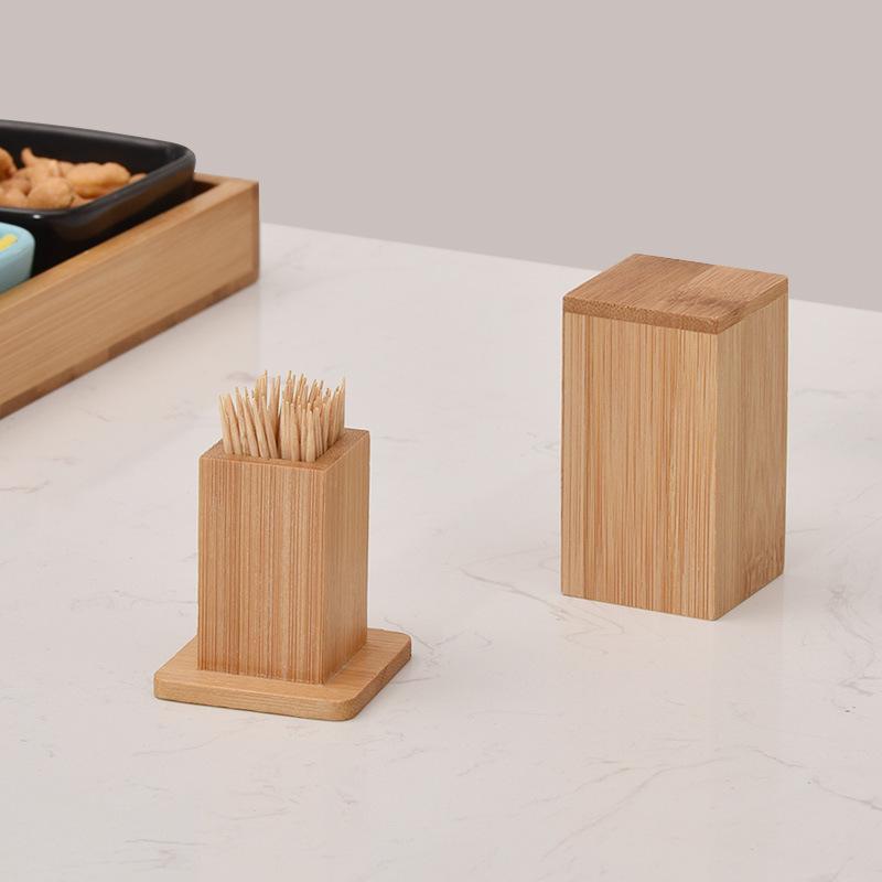 Engraved Bamboo Toothpick & Cotton Swab Holder for Home, Hotel, or Restaurant.