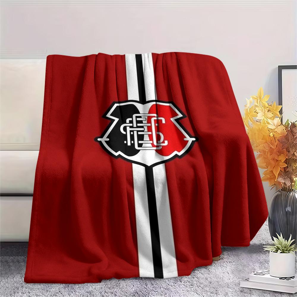 CRF Club Red White Black Vertical Stripe Logo Print Flannel Blanket Soft Warm Throw Blanket For Sofa Bed Couch Brazil Soccer Fan Home Decor Gift