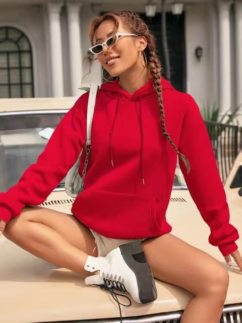Einfarbiger Lässiger Hoodie Für Damen Tasche Kreative Sweatshirts Allround Streetwear Damen Fleece Unisex Pullover