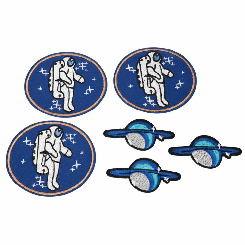 6pcs Iron-On Embroidery Patches Cartoon Astronaut Pattern Sewing Patches Accessories For Backpacks