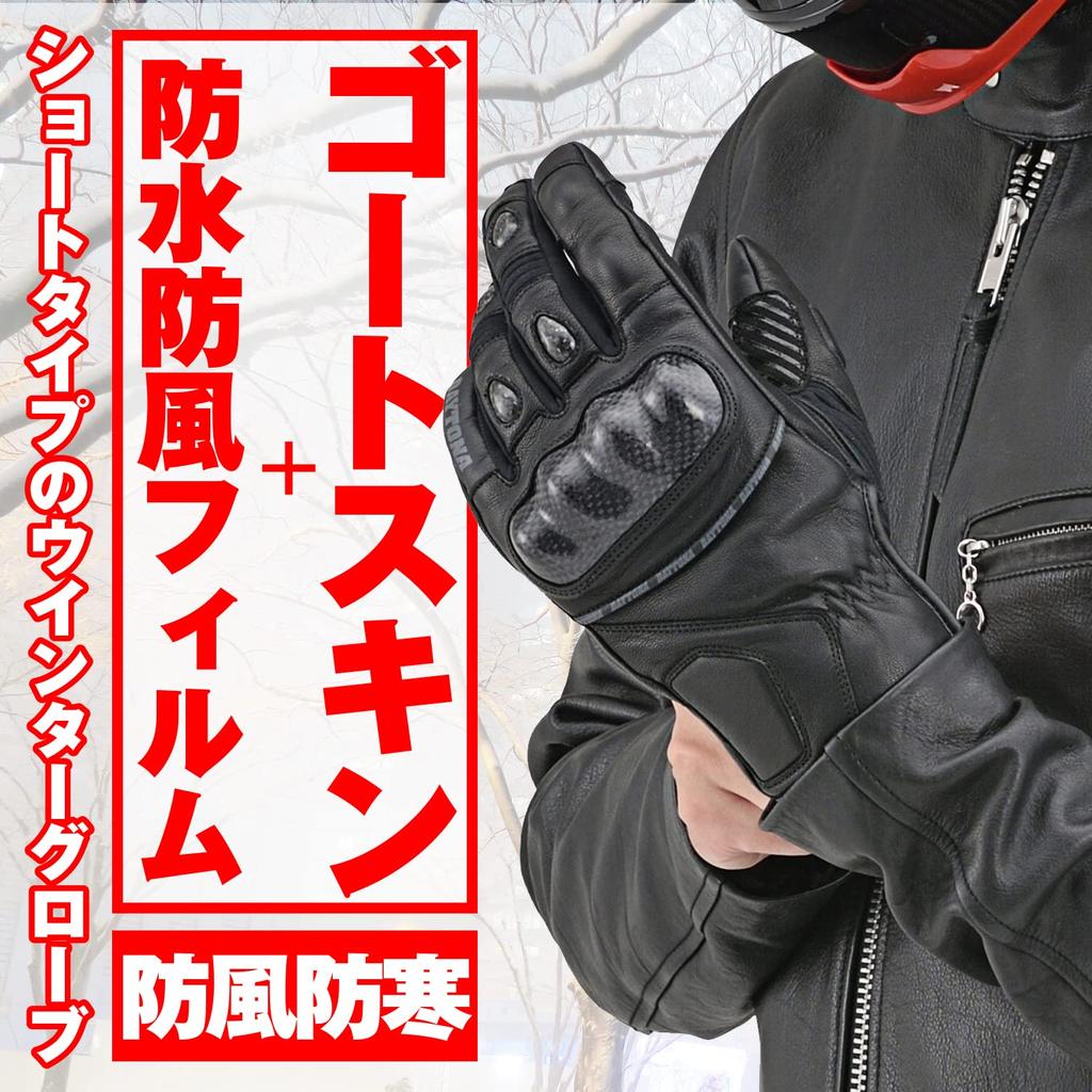 Daytona AW Sports Short Goat Waterproof and with Carbon Fiber Smartphone Size 22157 Gloves, Winter, Leather, Windproof, Protector, Compatible, Black,