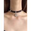 Retro European and American Style Y2K Sexy Black Leather Choker Five-Pointed Star Necklace Female Niche Stylish Neck Chain Trend