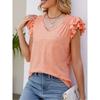 Solid Color V-neck Short-Sleeve T-shirt Solid Color and V-neck Pleated Short Sleeves T-shirt Women