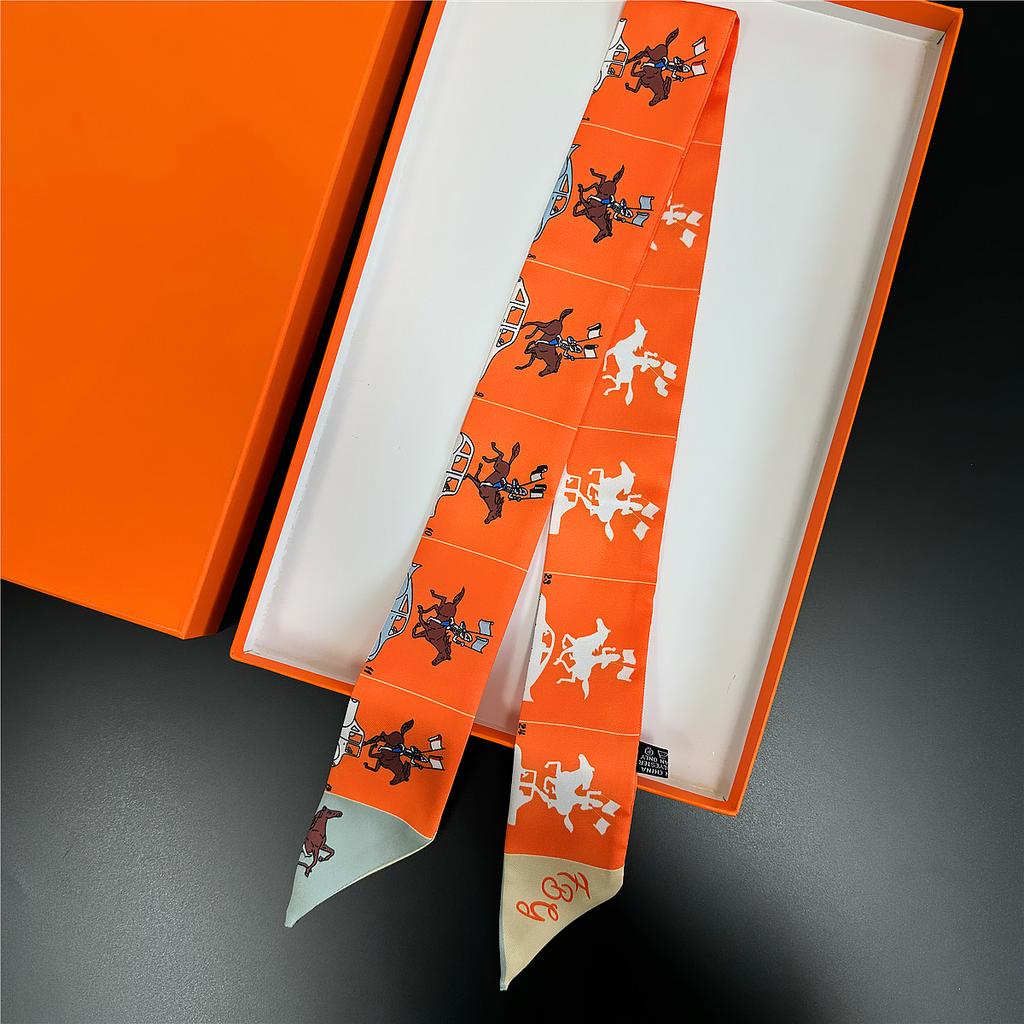 Gorgeous Saddle Twill Silk Scarf Women Fashion Scarf Luxury Skinny Bag Scarves Brand Design Foulard  Neckerchief Hair Headband