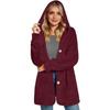 Manteau Long Décontracté en Polaire pour Femme Veste à Capuche Sherpa Oversize avec Poches Bouton Duvet Vêtement d'Extérieur Moelleux