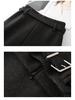 Elegant Woolen Coffee Midi Skirt - Women's Autumn/Winter 2025, Thickened Professional Design, Versatile Style
