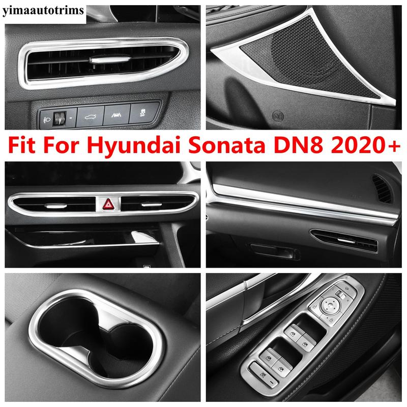 Water Cup Panel / Door Speaker / Window Lift / Central Control Strip Cover Trim Accessories For Hyundai Sonata DN8 -
