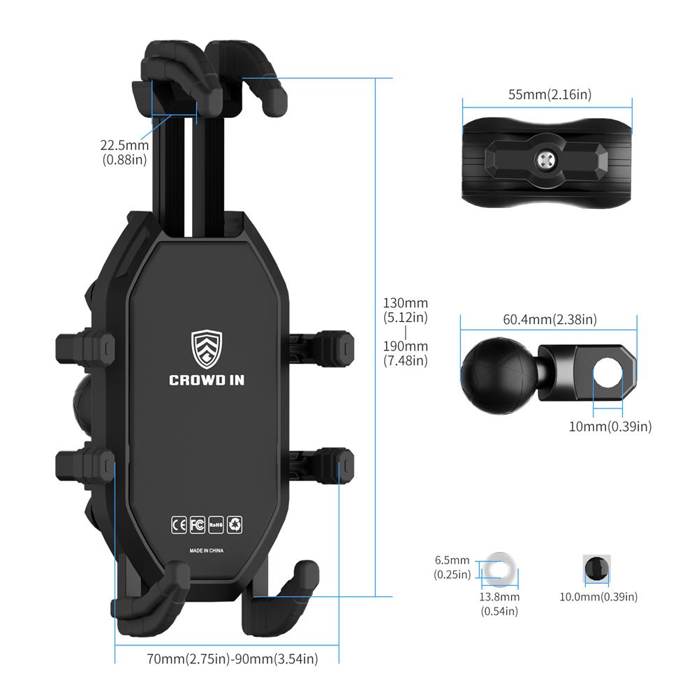 

Motorcycle Phone Mount with Vibration Dampener Handlebar/Rearview Mirror Bicycle Riding Bracket GPS Mount Scooter Phone Holder