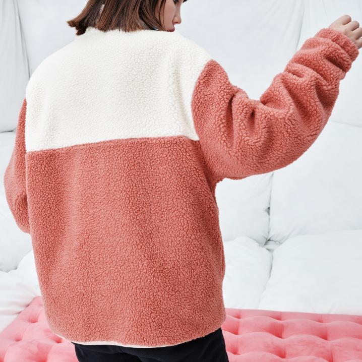 Adidas Neo Logo Print Stand Collar Fleece Zip Jacket Unisex Outerwear Red HY9652