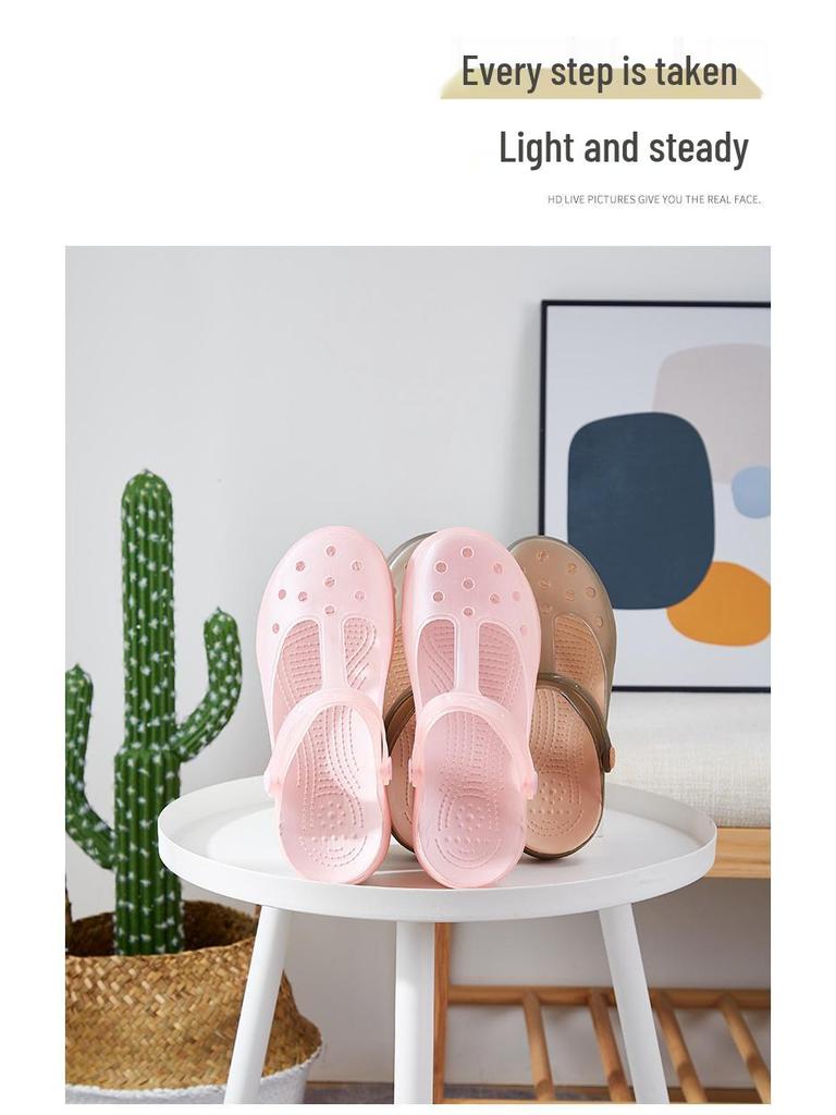Women's Summer Non-Slip Jelly Sandals – Closed Toe, Thick Sole, Soft Beach Shoes