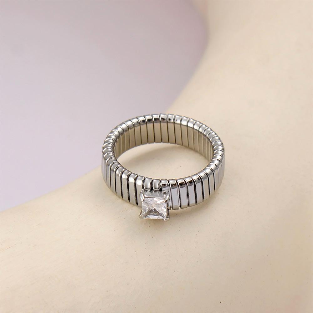 Autumn  Winter Zirconia Stripe 18K Gold Titanium Couple Ring - European/American Fashion Women’s Pair Ring