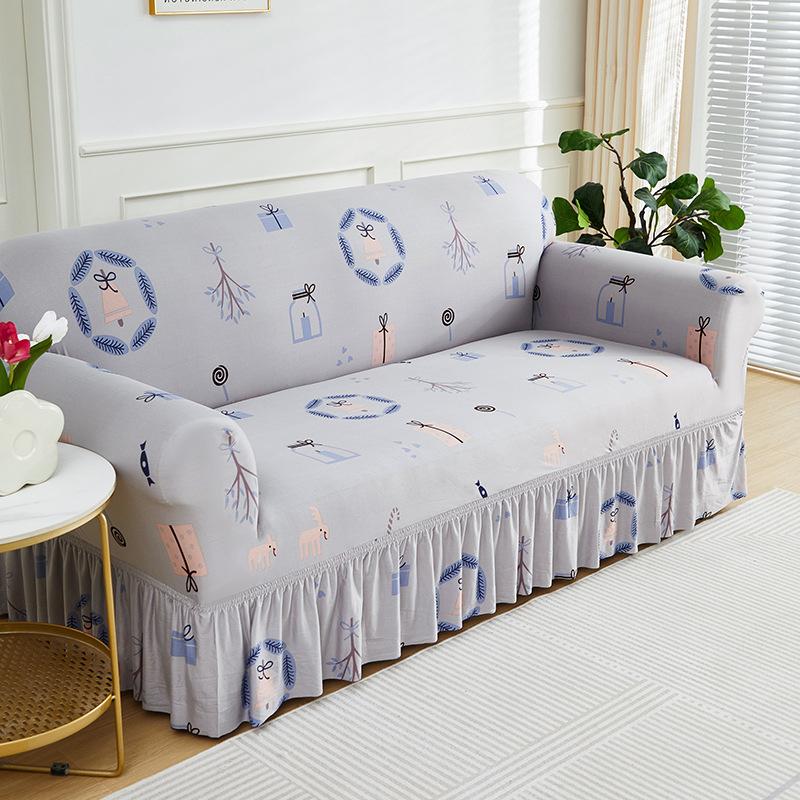 1 Stück Sofabezug mit Blumenmuster, rutschfest, mit Rock, elastischer Couchbezug für Schlafzimmer, Büro, Wohnzimmer, Heimdekoration