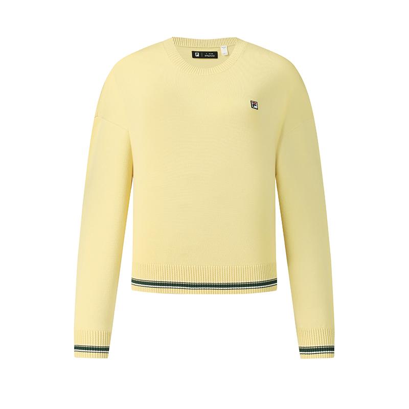 Fila Tennis Simple Classic Retro Sports Casual Versatile Comfortable Knitted Sweater Women Sweater Water-Yellow A11W613401FYE