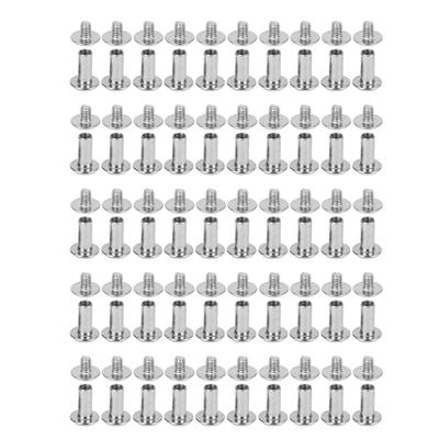 50 Pairs Rivet and Screw M3.5 Stainless Steel Flat Round Head Rivet Fastener Set for Leather Crafts