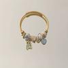 Stainless Steel Bracelet With Water Diamond Heart Bear Pendant For Women Girls Gift
