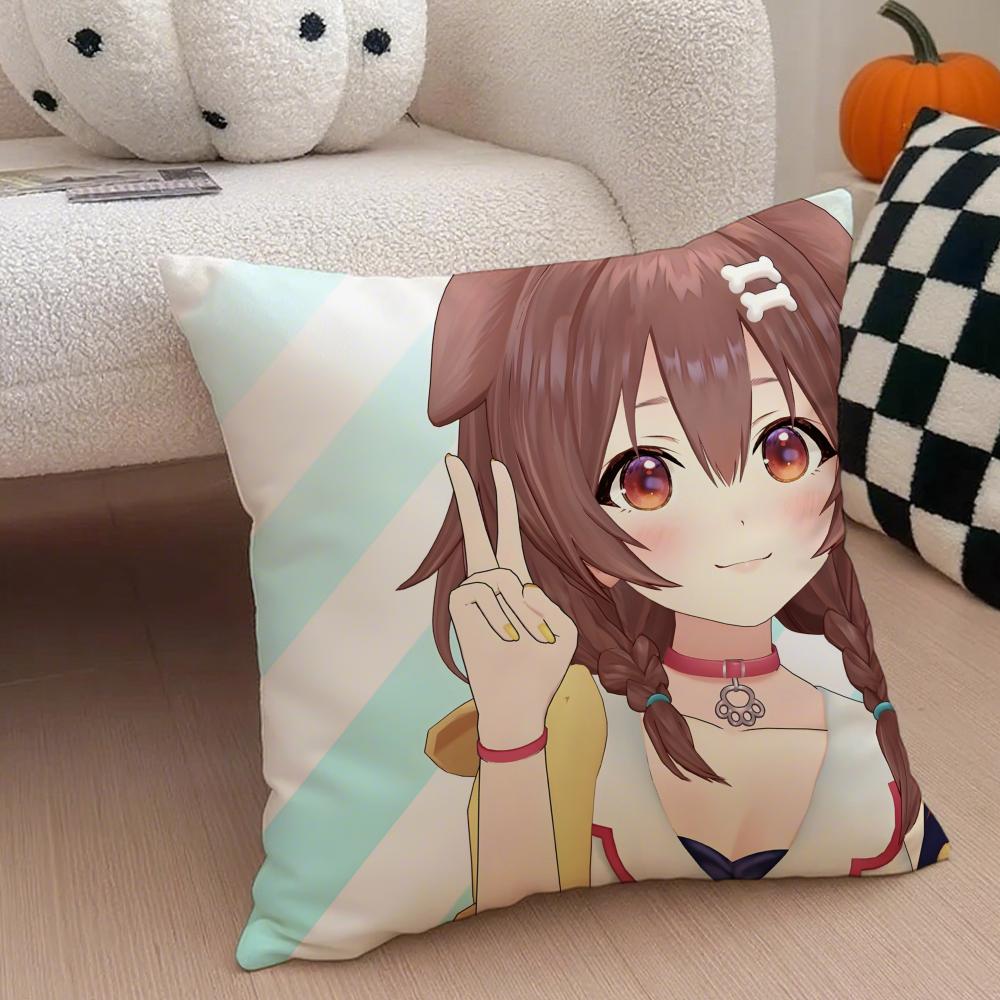 Playful Cute Japanese VTuber IINUGAMI KORONE Cushion Cover Throw Pillow Cover Hidden Button Durable Polyester Chair Cushion