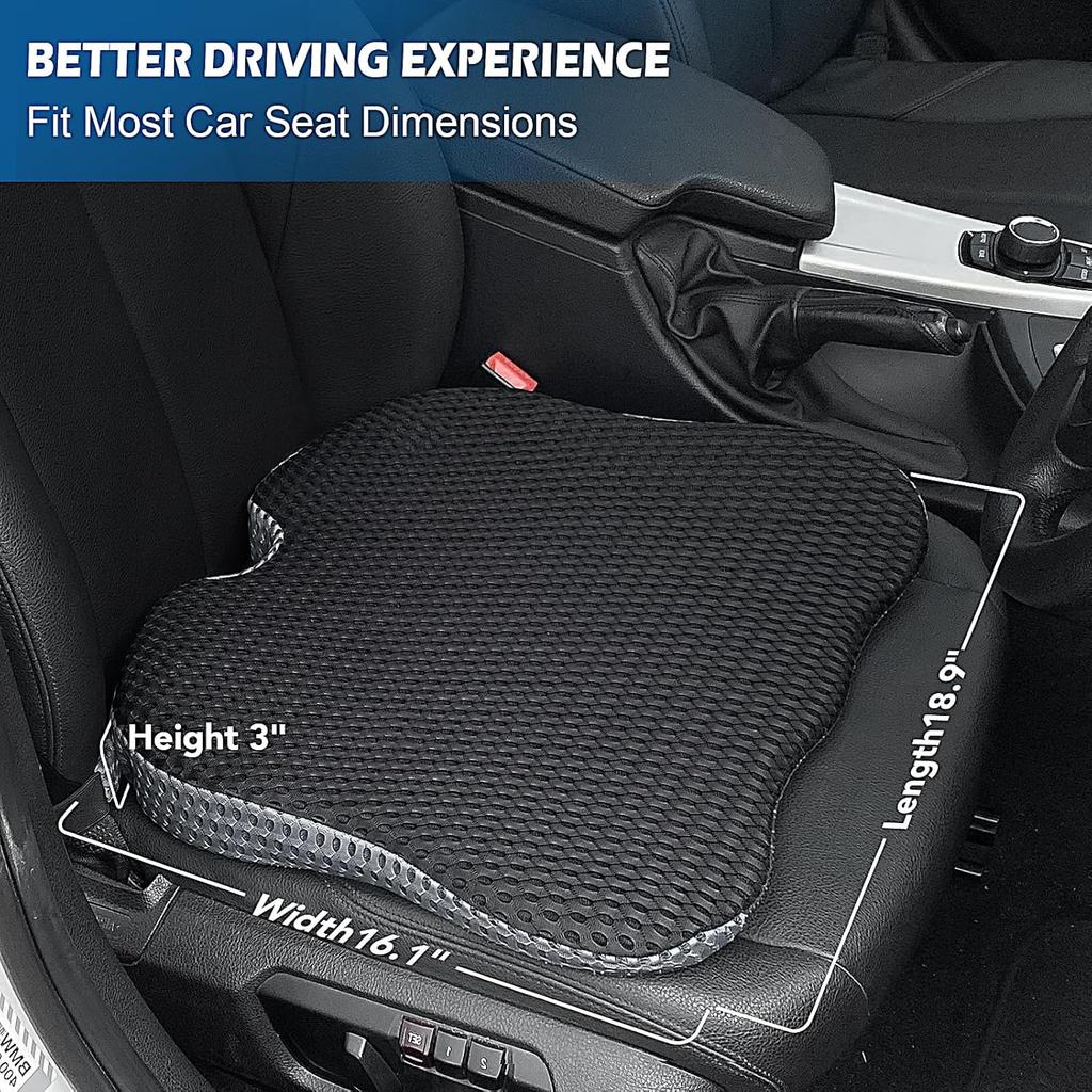 Cojín de asiento de cuña para automóvil Cojín de espuma viscoelástica para asiento de automóvil Cojín de asiento de conducción Cojín elevador para asientos de automóviles, camiones y furgonetas