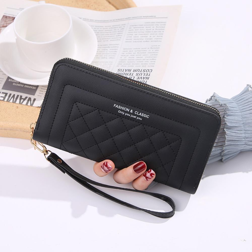 Fashion PU Leather Women Wallet Long Large Capacity Card Holder Simple Double Zipper Coin Purse Women Girls