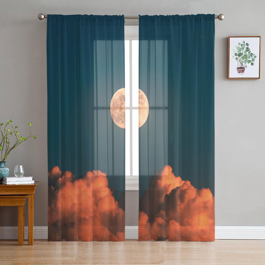 Sheer Curtains For Living Room Sky Sea Evening Nature Children's Bedroom Balcony Large Curtains Kitchen Dining Room Curtains