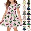 Vestido de Princesa de Verão para Meninas - Vestido Camiseta A-Line St. Dia de Patrício