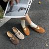 Retro Cow Suede Hollow-out Flat Shoes Breathable Soft Sole Versatile Women's Shoes